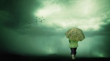 Alone Girl in Rain Wallpaper