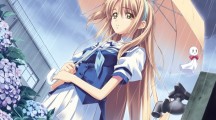 Anime Girl in Rain with Umbrella