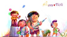 Cartoons Celebrating Holi Images
