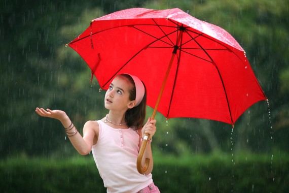 Cute Girl in Rain